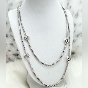 David Yurman 36” DY Logo Station Box Chain Necklace .925